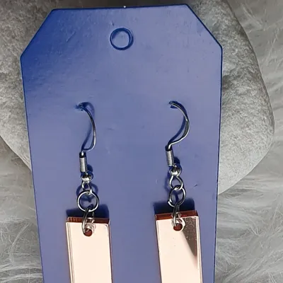 Boucles d'oreilles effet miroir couleur champagne crochets hypoallergénique plaqué argent 